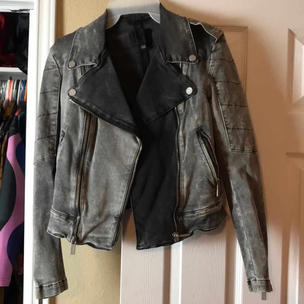 Karl Lagerfeld Grey Denim Moto jacket Small